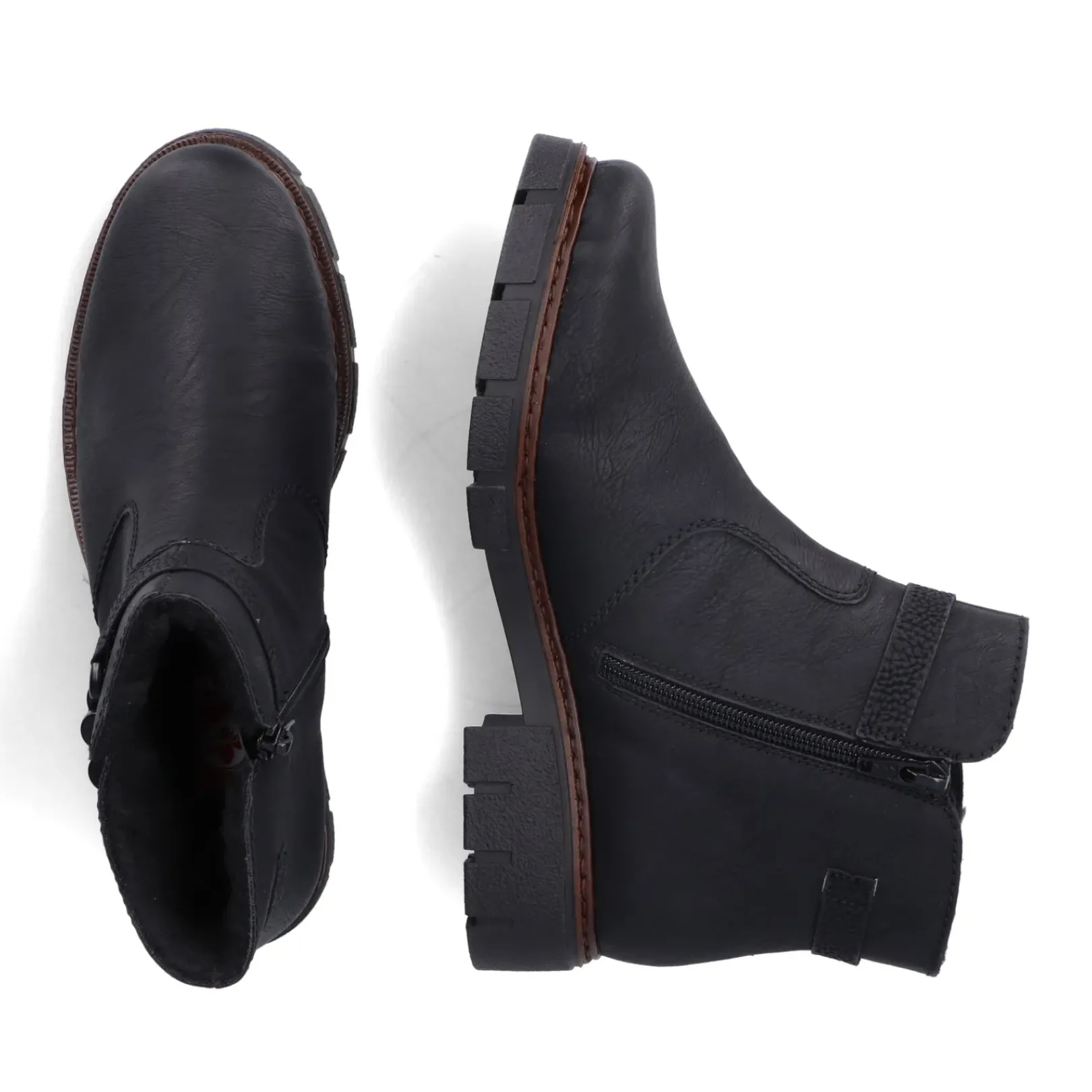 Clearance Rieker Krotkie Botki Damskie , Nocne, Czarne