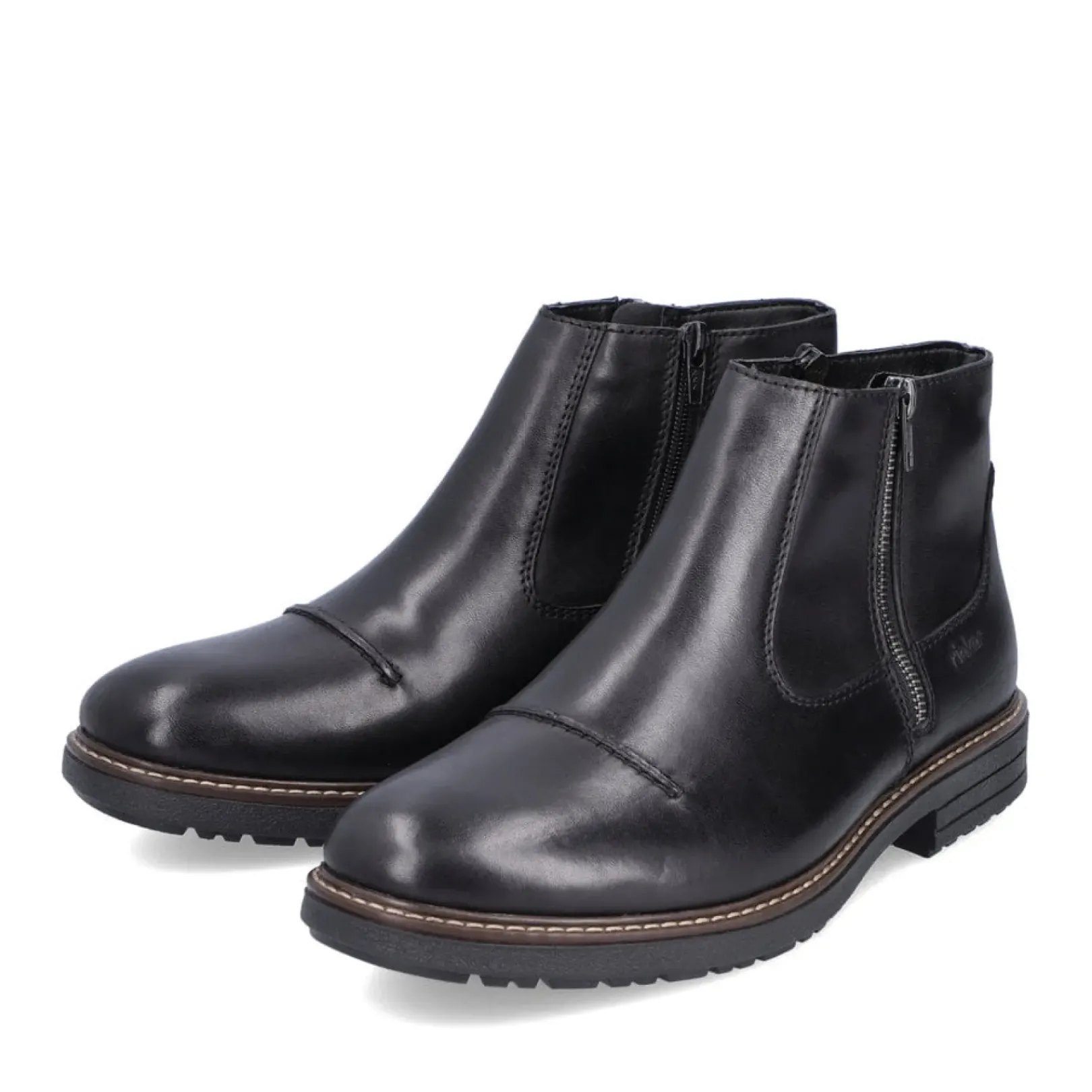 Discount Rieker Krotkie Botki Meskie W Kolorze Czarnym, Blyszczacym