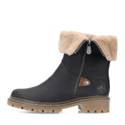 Fashion Rieker Krotkie Buty Damskie , Asfaltowe, Czarne