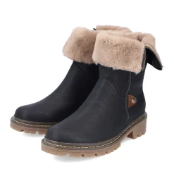 Fashion Rieker Krotkie Buty Damskie , Asfaltowe, Czarne