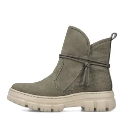 Discount Rieker Krotkie Buty Damskie W Kolorze Szaro-Zielonym