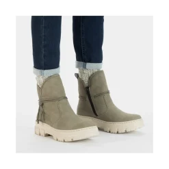 Discount Rieker Krotkie Buty Damskie W Kolorze Szaro-Zielonym