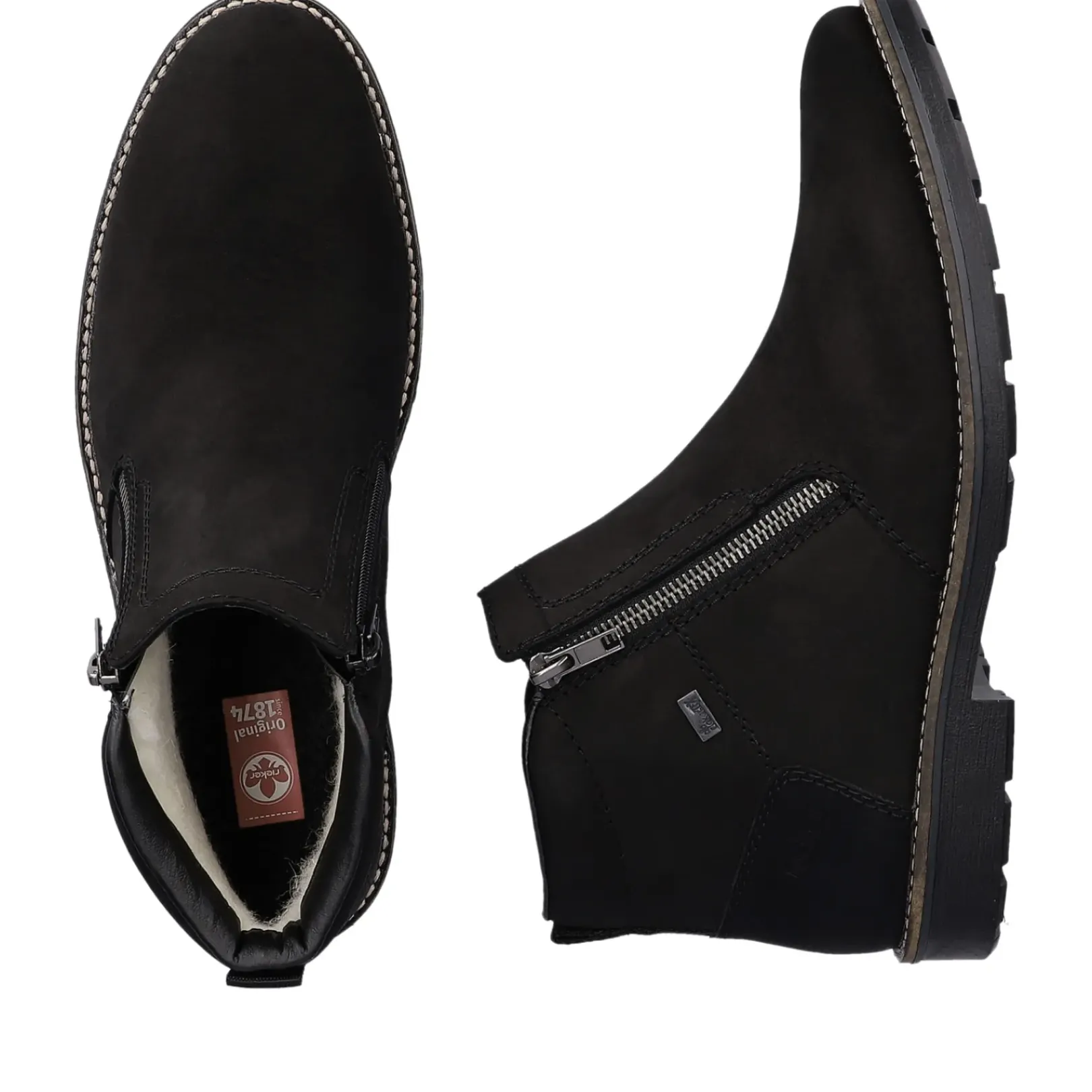 Clearance Rieker Krotkie Buty Meskie W Kolorze Ciemnej Czerni