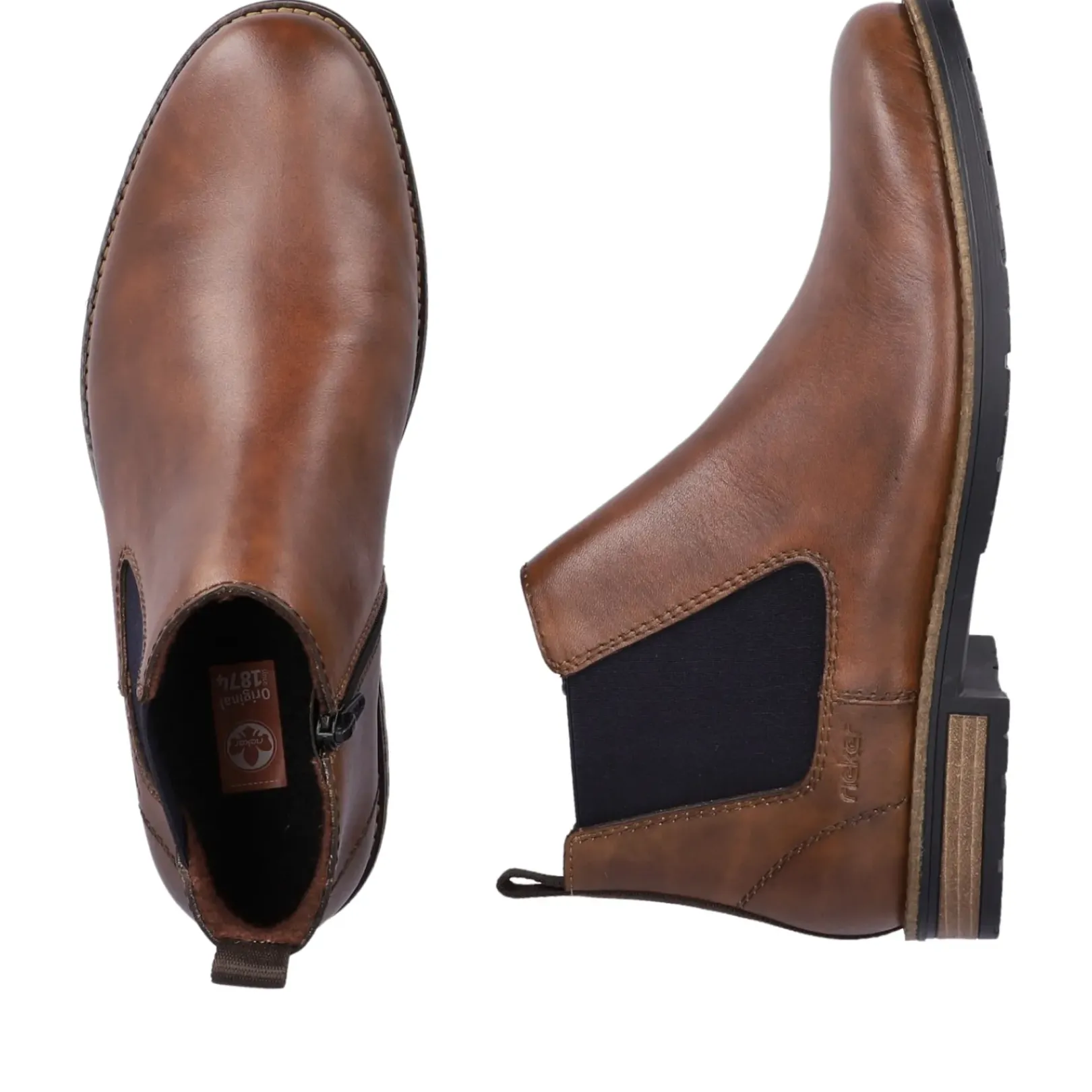 Best Rieker Meskie Buty Chelsea W Kolorze Orzechowo-Brazowo-Czarnym