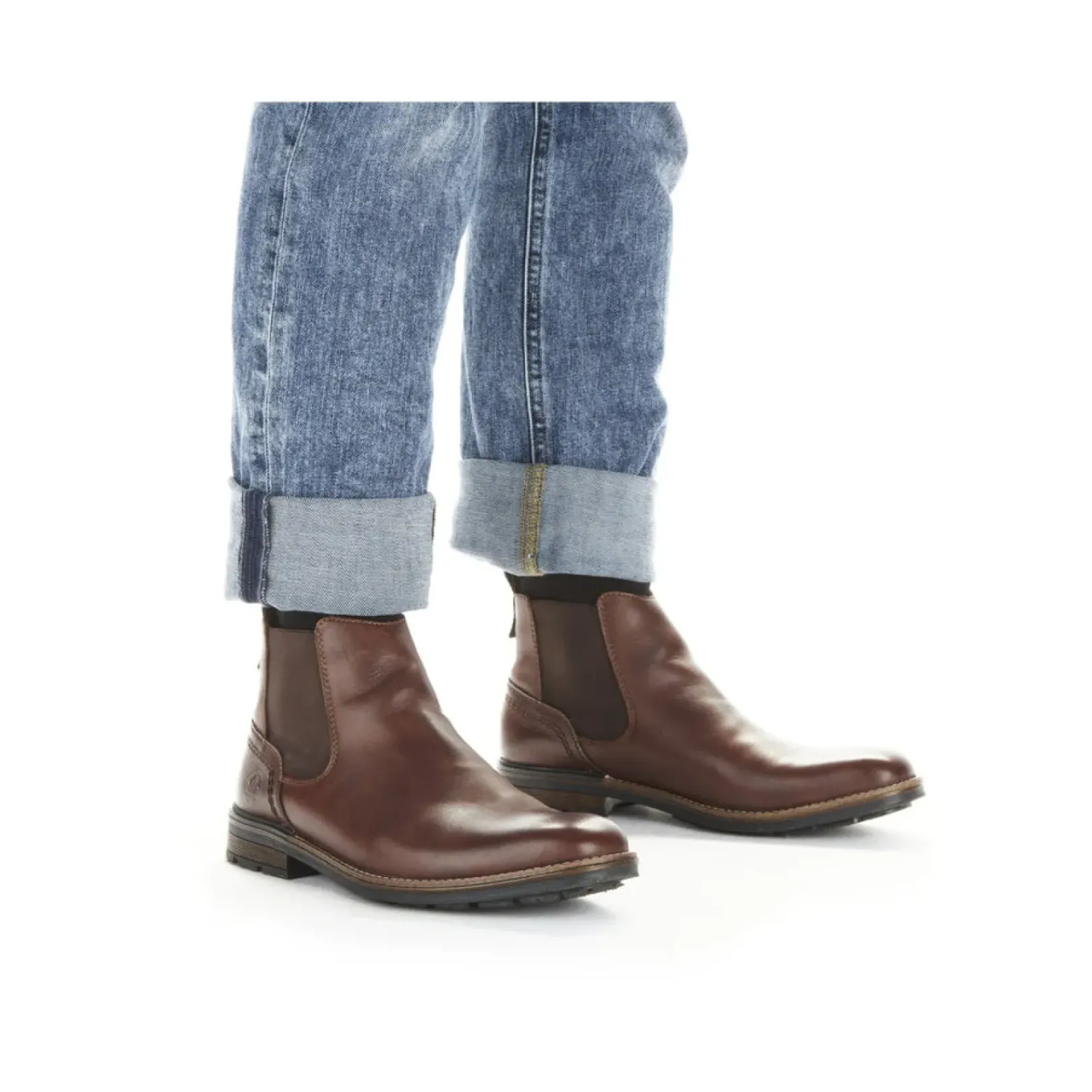 Discount Rieker Meskie Buty Chelsea W Kolorze Kasztanowo-Brazowym