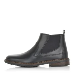 New Rieker Meskie Buty Chelsea W Kolorze Kruczoczarnym