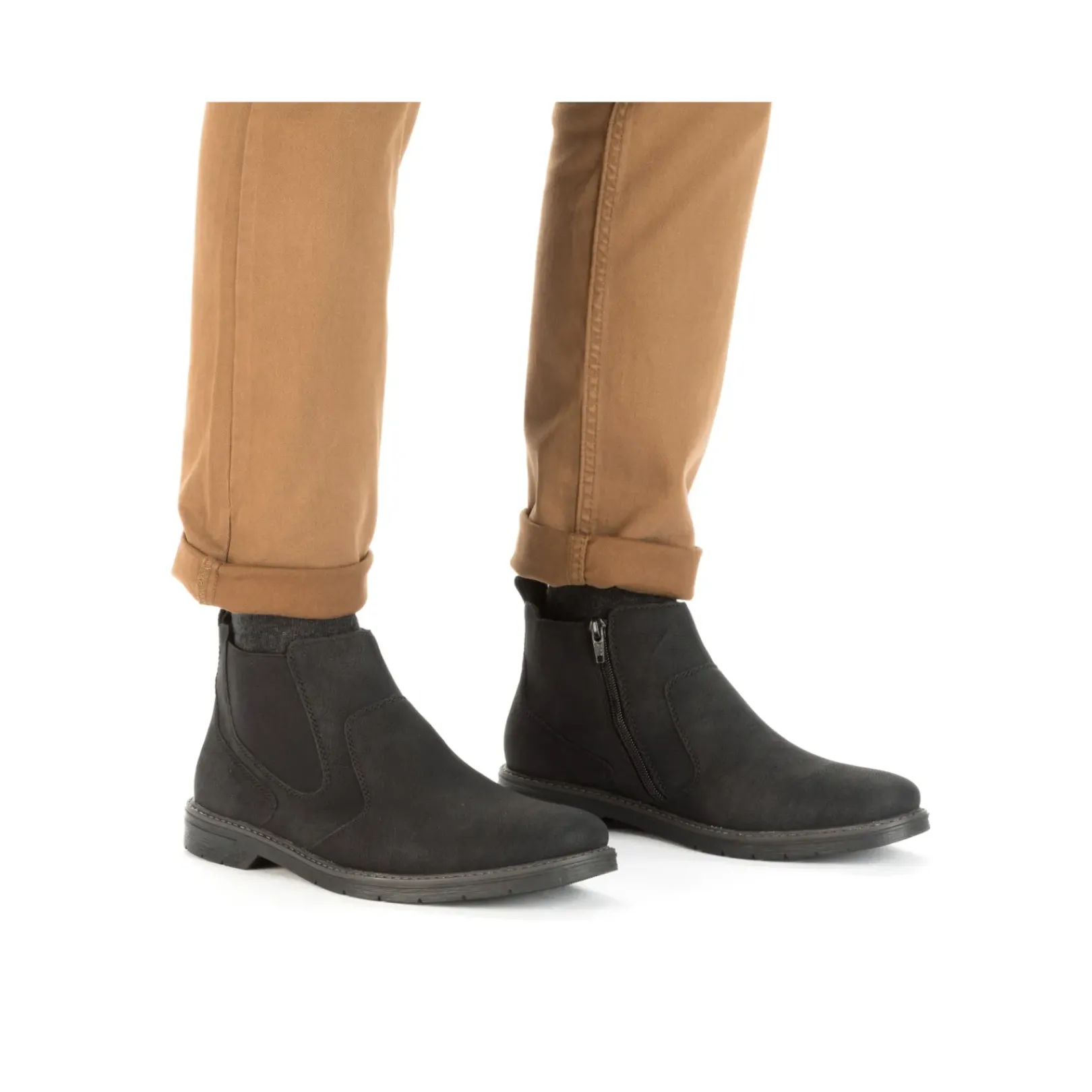 Best Rieker Meskie Buty Chelsea W Kolorze Kruczoczarnym