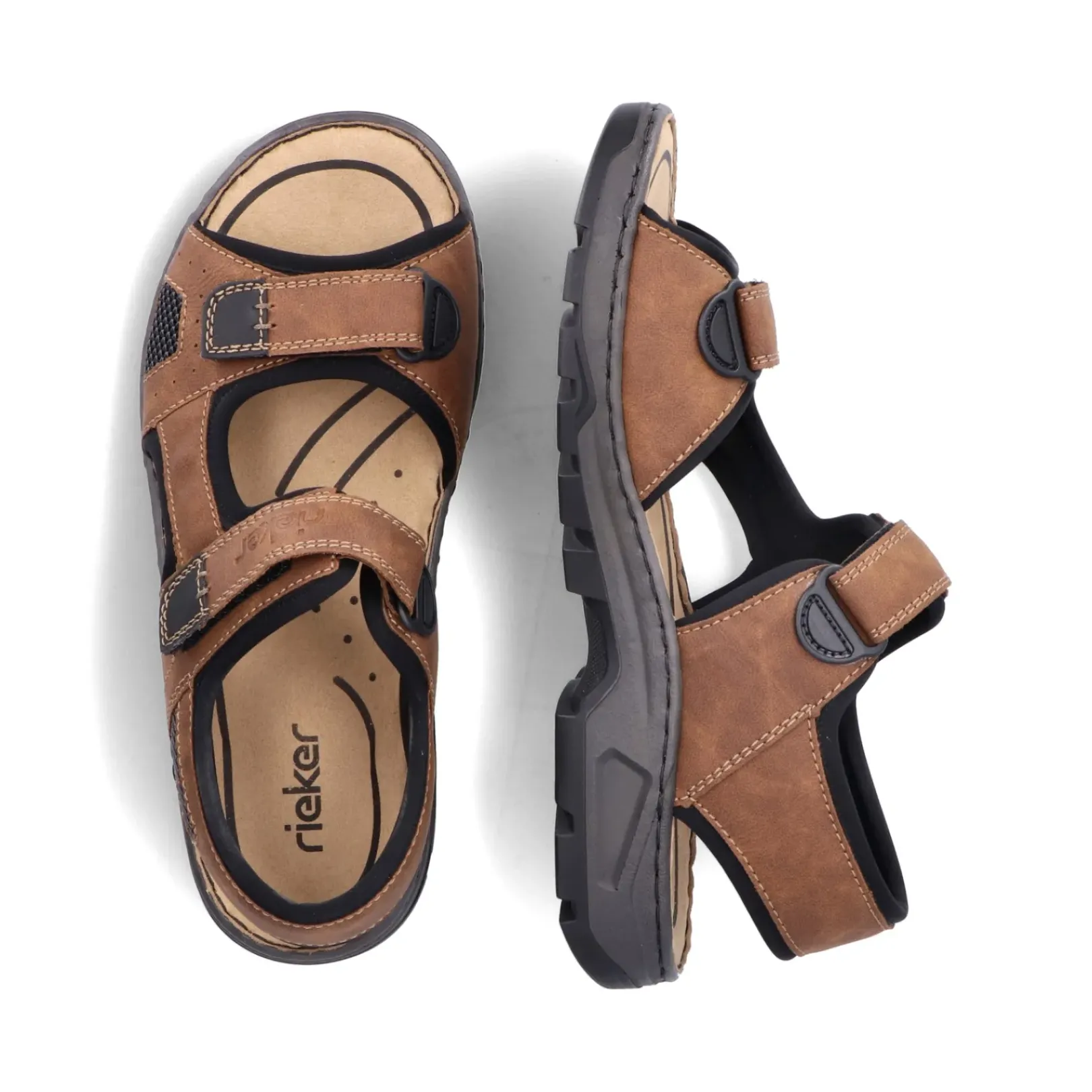 New Rieker Meskie Sandaly Trekkingowe W Kolorze Orzechowo-Brazowym