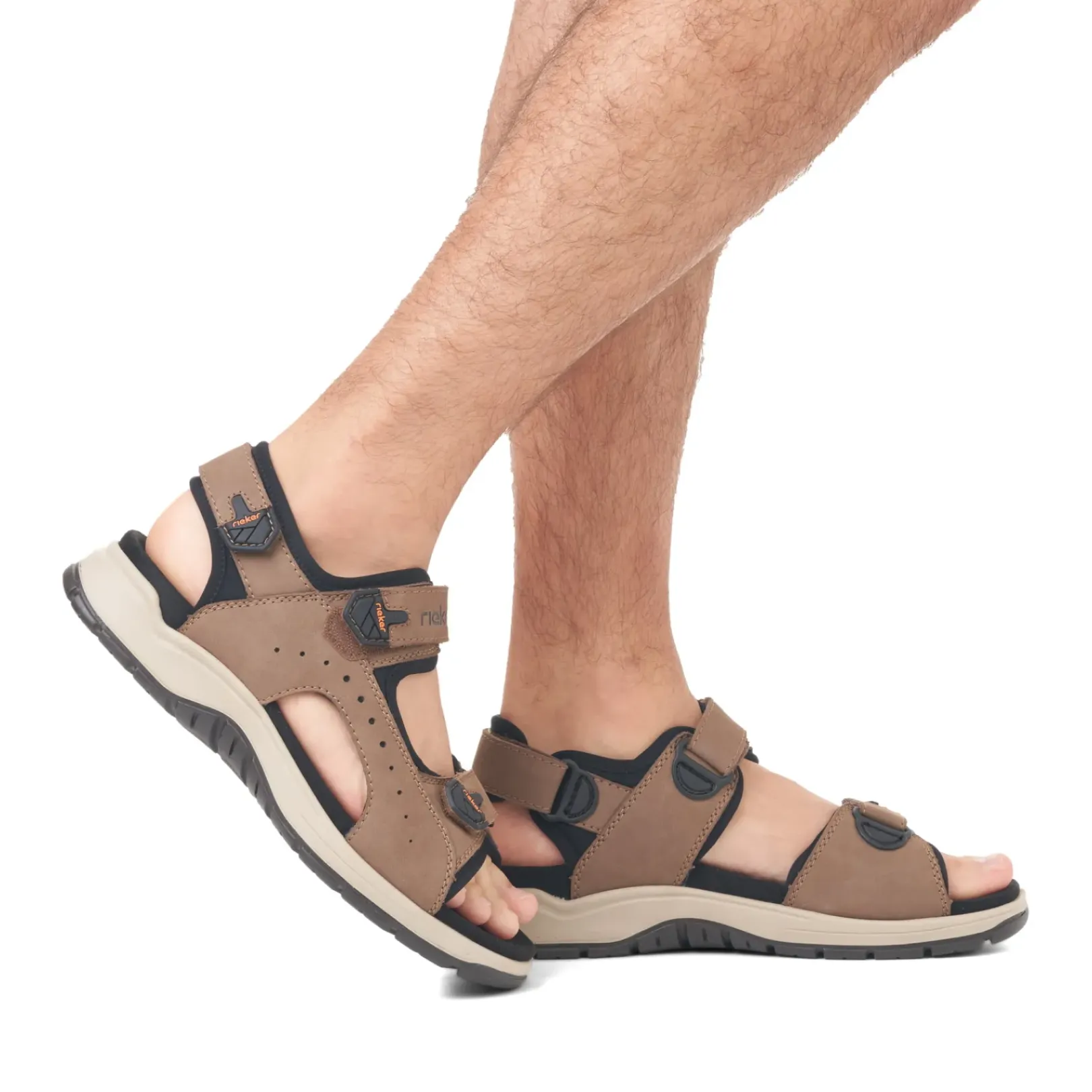 Clearance Rieker Meskie Sandaly Trekkingowe W Kolorze Jasnobrazowym