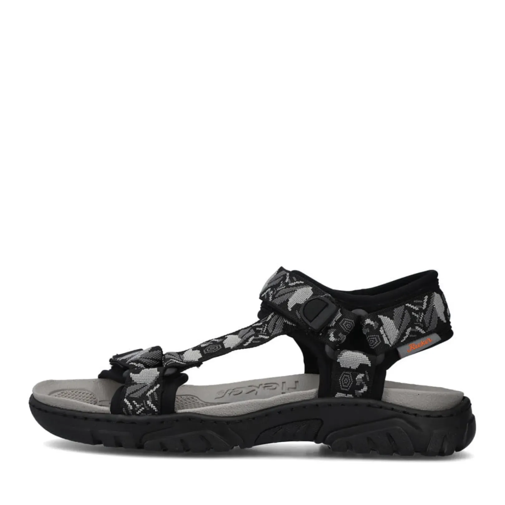 Discount Rieker Meskie Sandaly Trekkingowe , Asfaltowo-Czarno-Szare