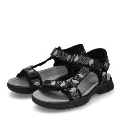 Discount Rieker Meskie Sandaly Trekkingowe , Asfaltowo-Czarno-Szare