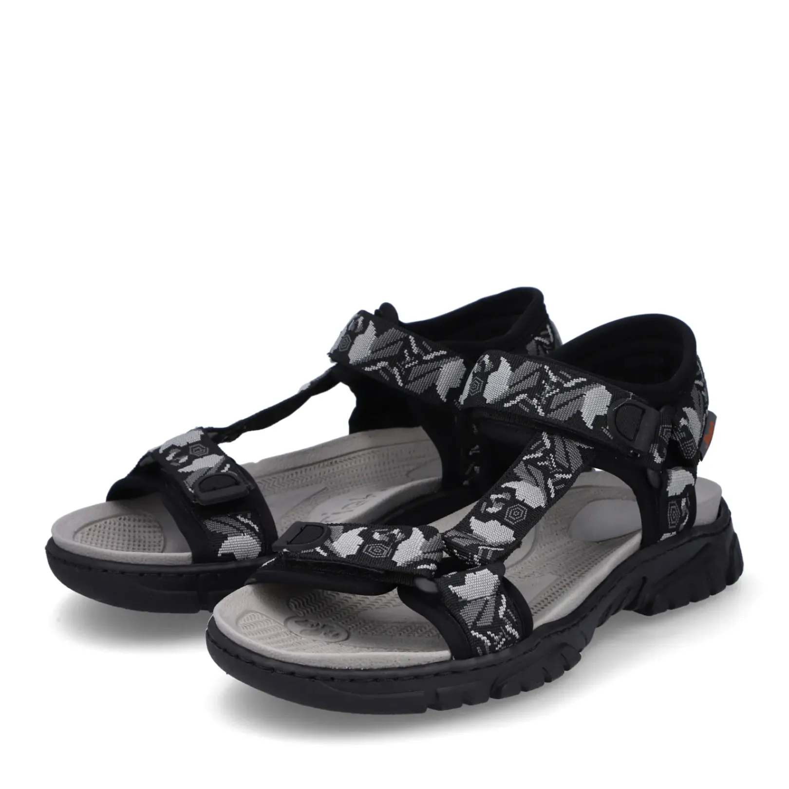 Discount Rieker Meskie Sandaly Trekkingowe , Asfaltowo-Czarno-Szare