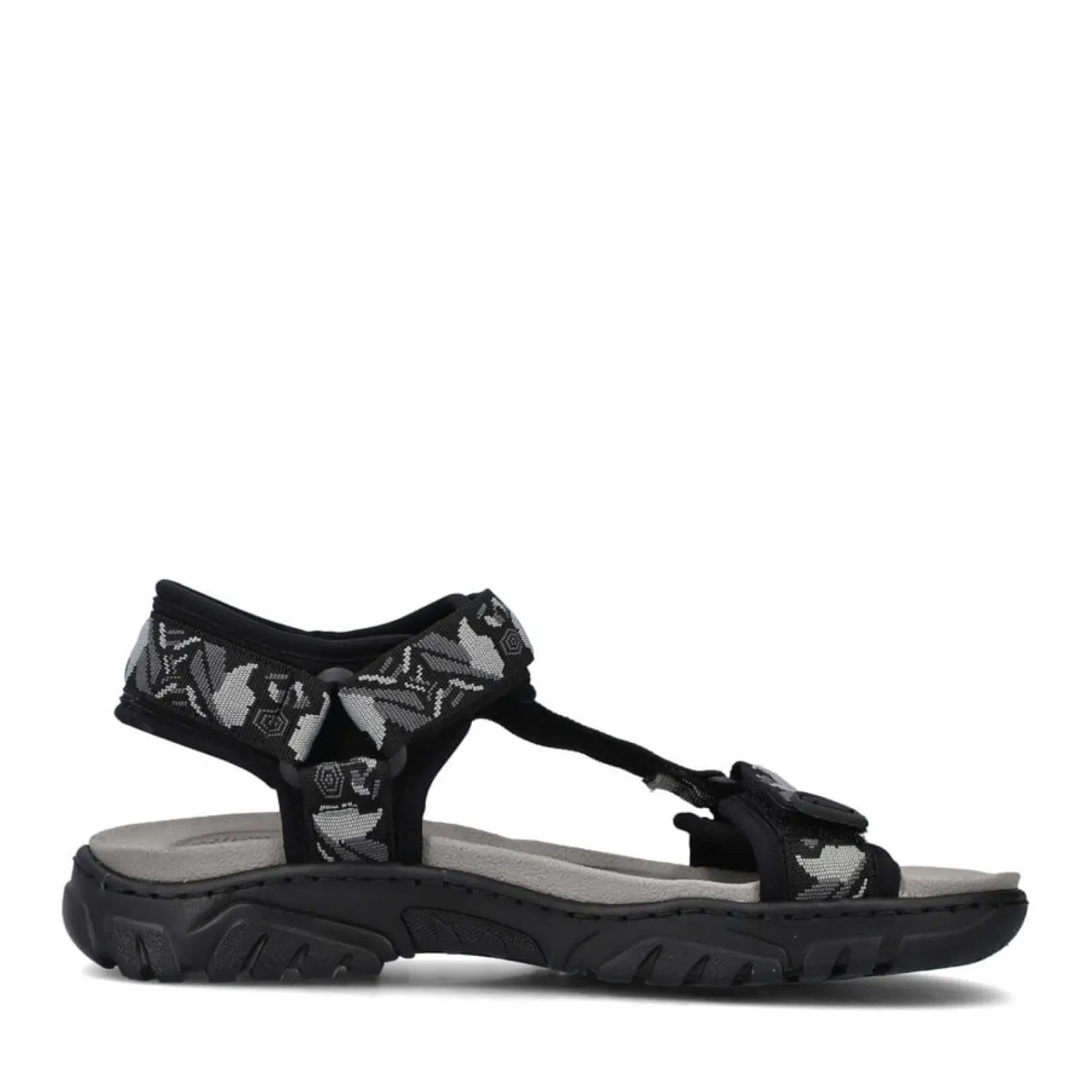 Discount Rieker Meskie Sandaly Trekkingowe , Asfaltowo-Czarno-Szare