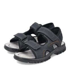 Fashion Rieker Meskie Sandaly Trekkingowe W Kolorze Ciemnej Czerni