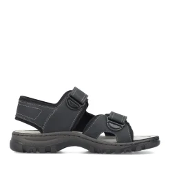 Fashion Rieker Meskie Sandaly Trekkingowe W Kolorze Ciemnej Czerni