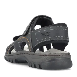 Fashion Rieker Meskie Sandaly Trekkingowe W Kolorze Ciemnej Czerni