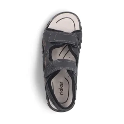 Fashion Rieker Meskie Sandaly Trekkingowe W Kolorze Ciemnej Czerni