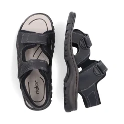 Fashion Rieker Meskie Sandaly Trekkingowe W Kolorze Ciemnej Czerni