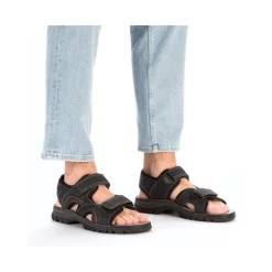 Fashion Rieker Meskie Sandaly Trekkingowe W Kolorze Ciemnej Czerni