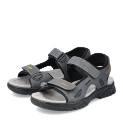 Fashion Rieker Meskie Sandaly Trekkingowe W Kolorze Stalowoszarym