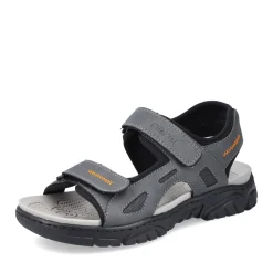 Fashion Rieker Meskie Sandaly Trekkingowe W Kolorze Stalowoszarym