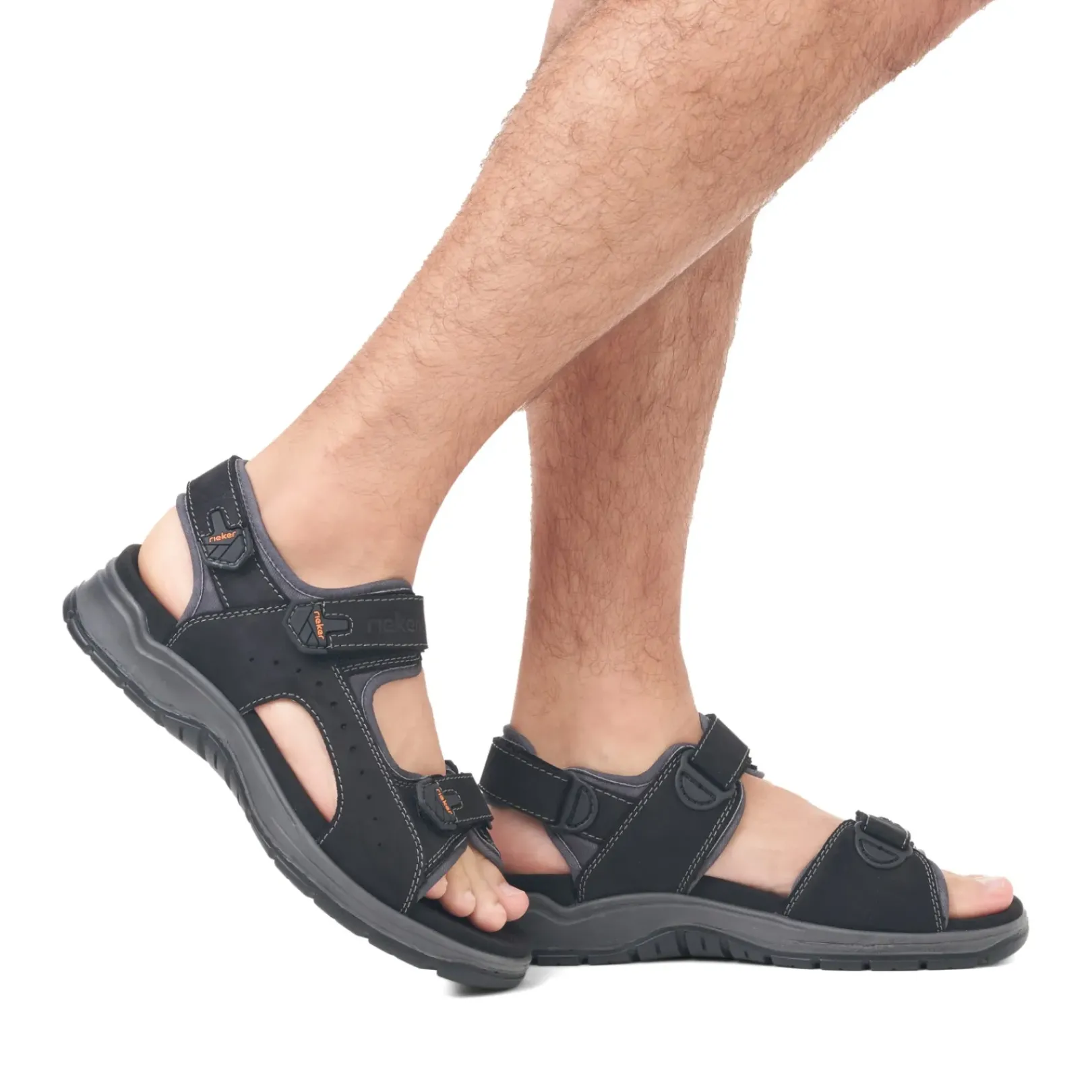 Discount Rieker Meskie Sandaly Trekkingowe , Nocna, Czarna