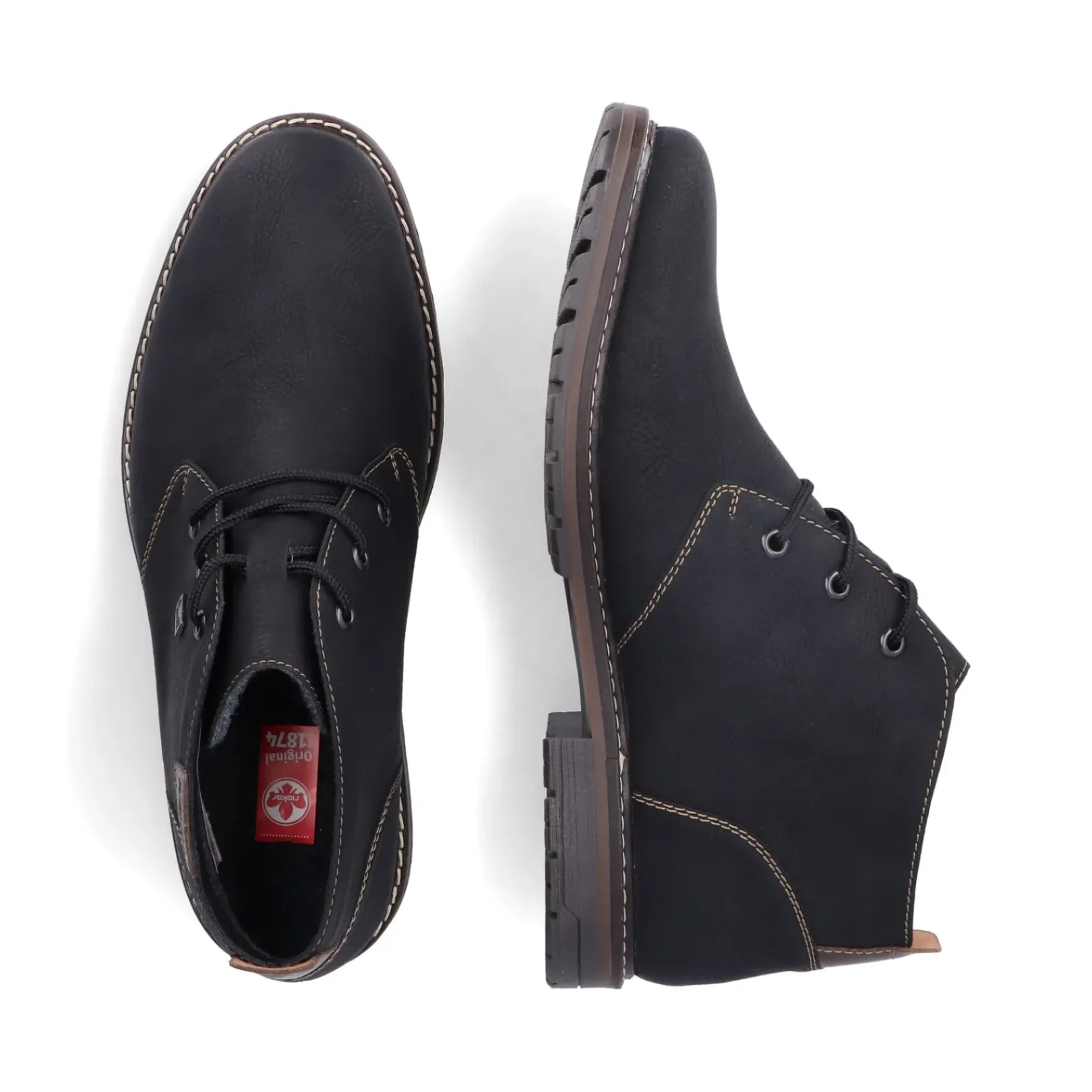 Best Rieker Meskie Sznurowane Buty W Kolorze Asfaltowo-Czarnym