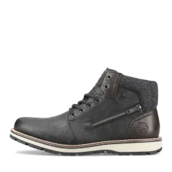 Hot Rieker Meskie Sznurowane Buty , Asfaltowe, Czarne