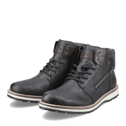 Hot Rieker Meskie Sznurowane Buty , Asfaltowe, Czarne