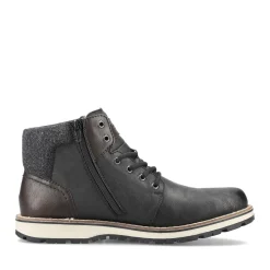 Hot Rieker Meskie Sznurowane Buty , Asfaltowe, Czarne