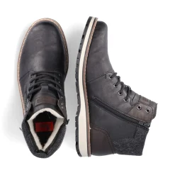 Hot Rieker Meskie Sznurowane Buty , Asfaltowe, Czarne