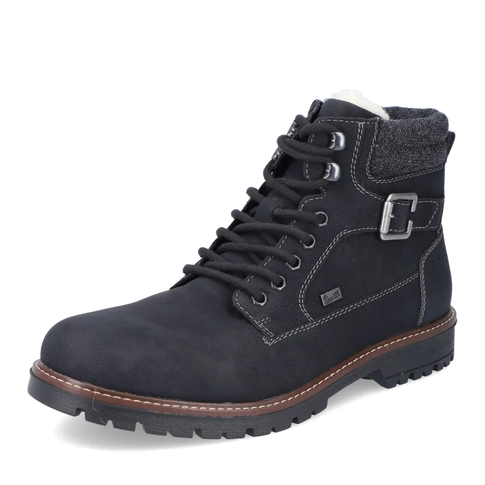 Outlet Rieker Meskie Sznurowane Buty , Asfaltowe, Czarne