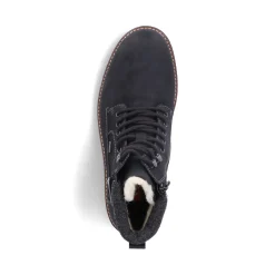 Outlet Rieker Meskie Sznurowane Buty , Asfaltowe, Czarne