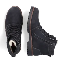 Outlet Rieker Meskie Sznurowane Buty , Asfaltowe, Czarne