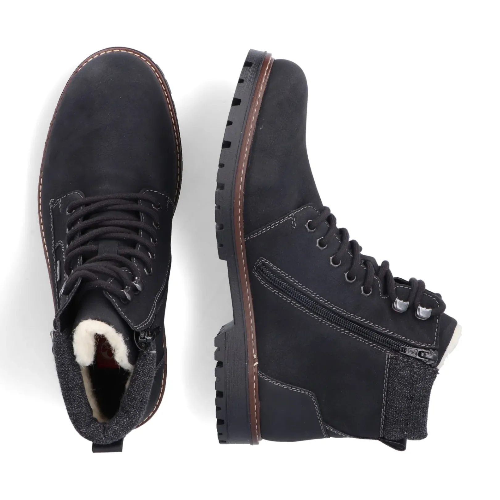 Outlet Rieker Meskie Sznurowane Buty , Asfaltowe, Czarne
