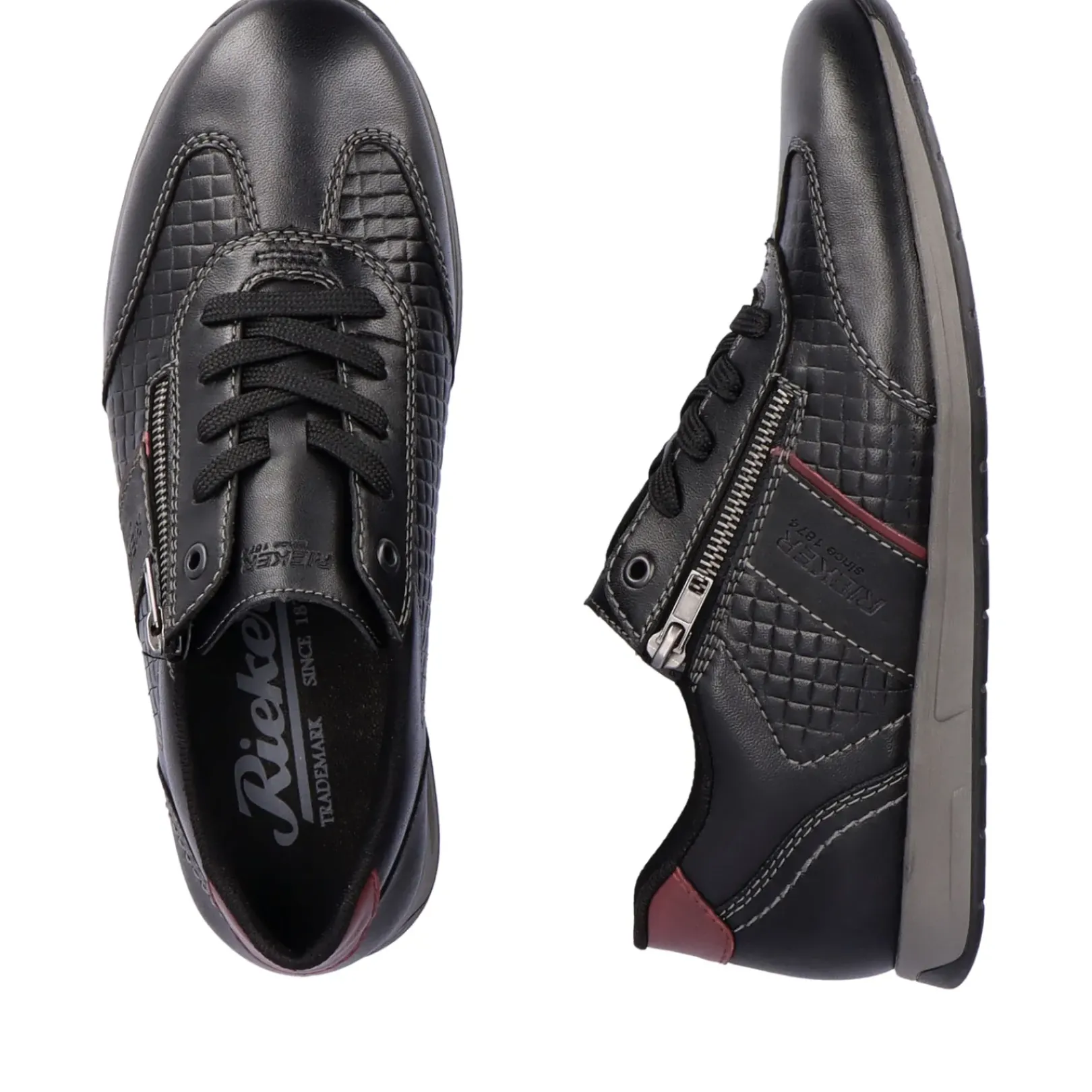 Fashion Rieker Meskie Sznurowane Buty W Kolorze Asfaltowo-Czarnym