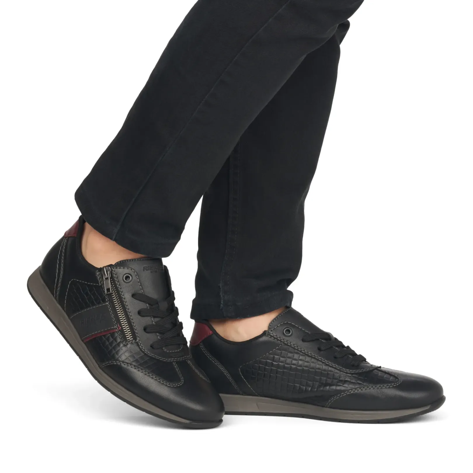Fashion Rieker Meskie Sznurowane Buty W Kolorze Asfaltowo-Czarnym