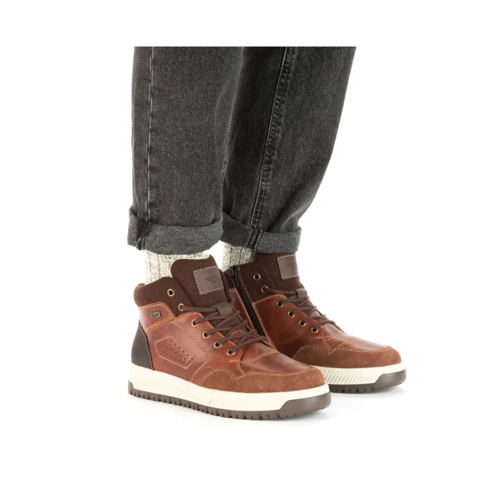Hot Rieker Meskie Sznurowane Buty W Kolorze Lisiego Brazu