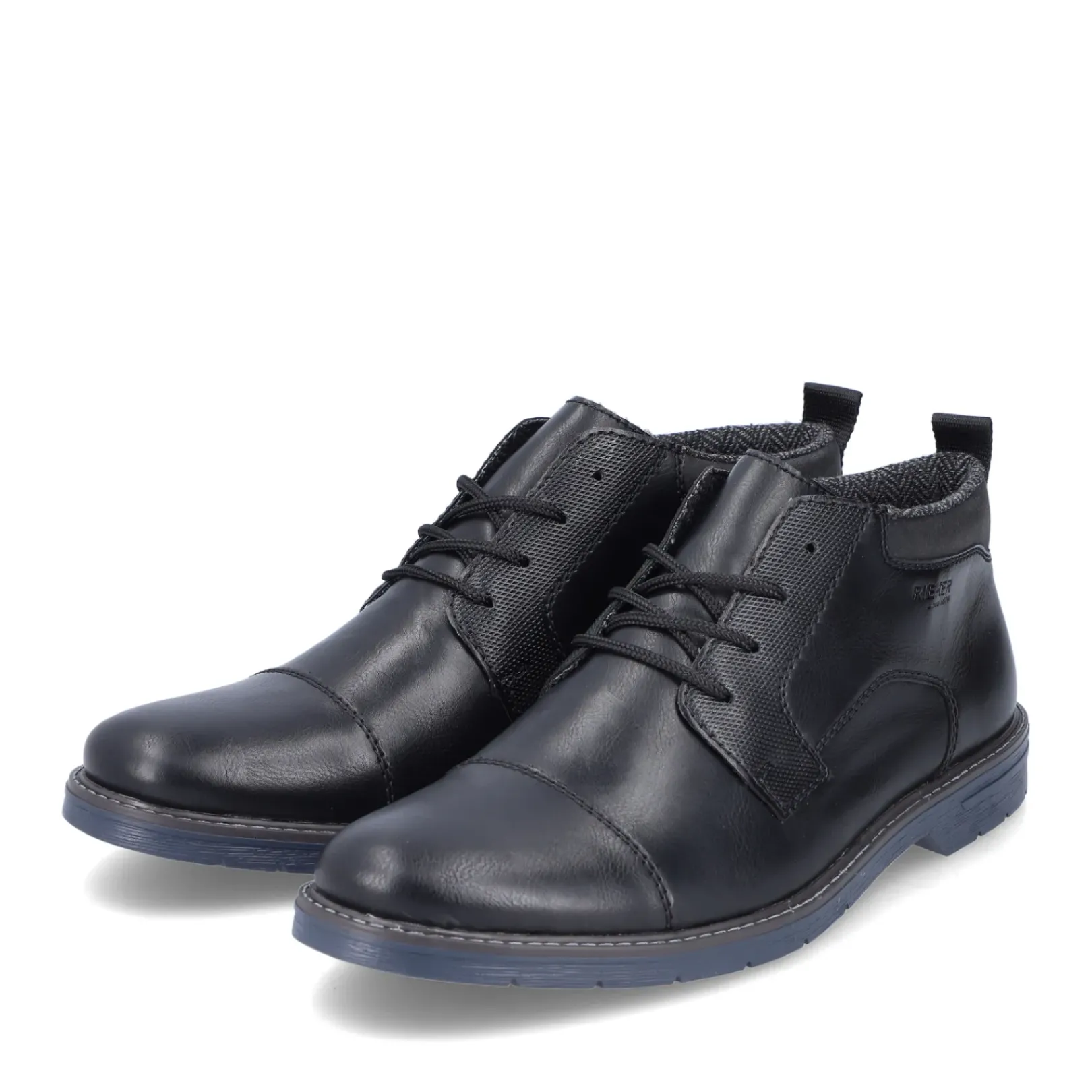 Fashion Rieker Meskie Sznurowane Buty W Kolorze Czarnym, Blyszczacym