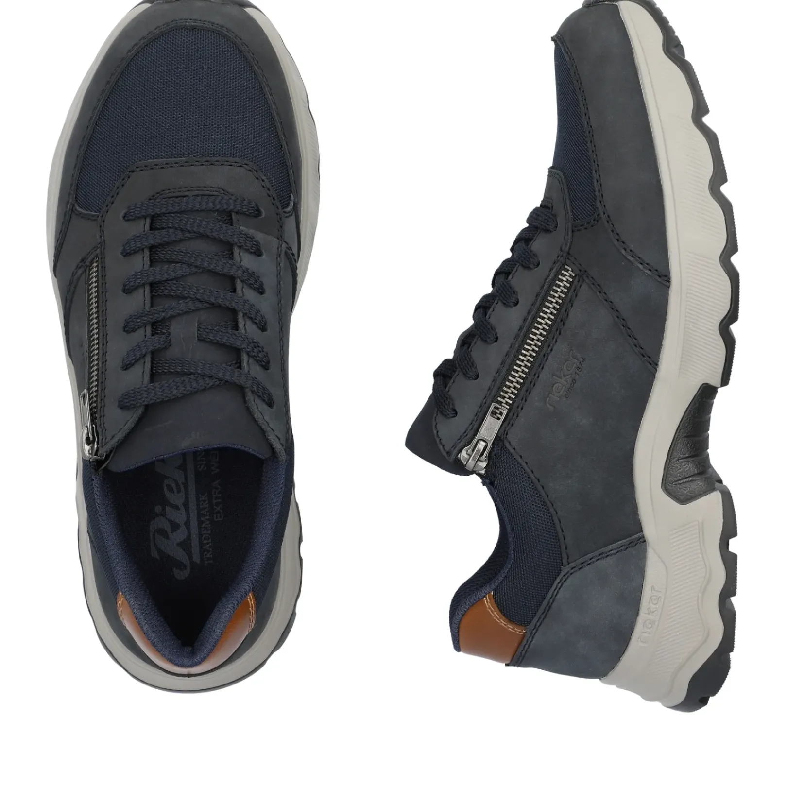 Discount Rieker Meskie Sznurowane Buty W Kolorze Stalowoniebieskim