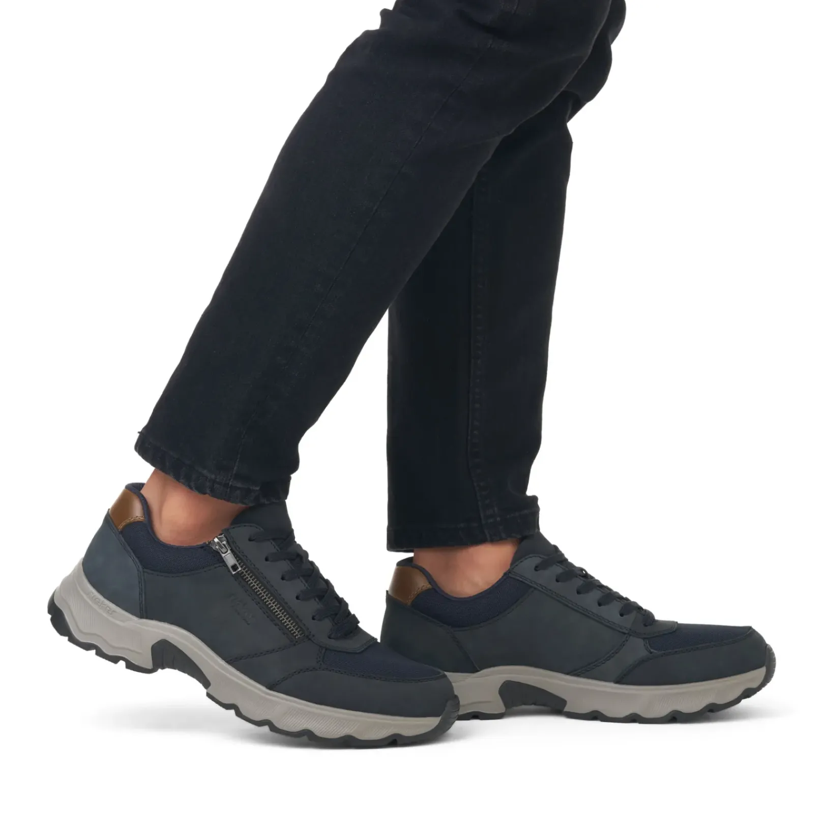 Discount Rieker Meskie Sznurowane Buty W Kolorze Stalowoniebieskim