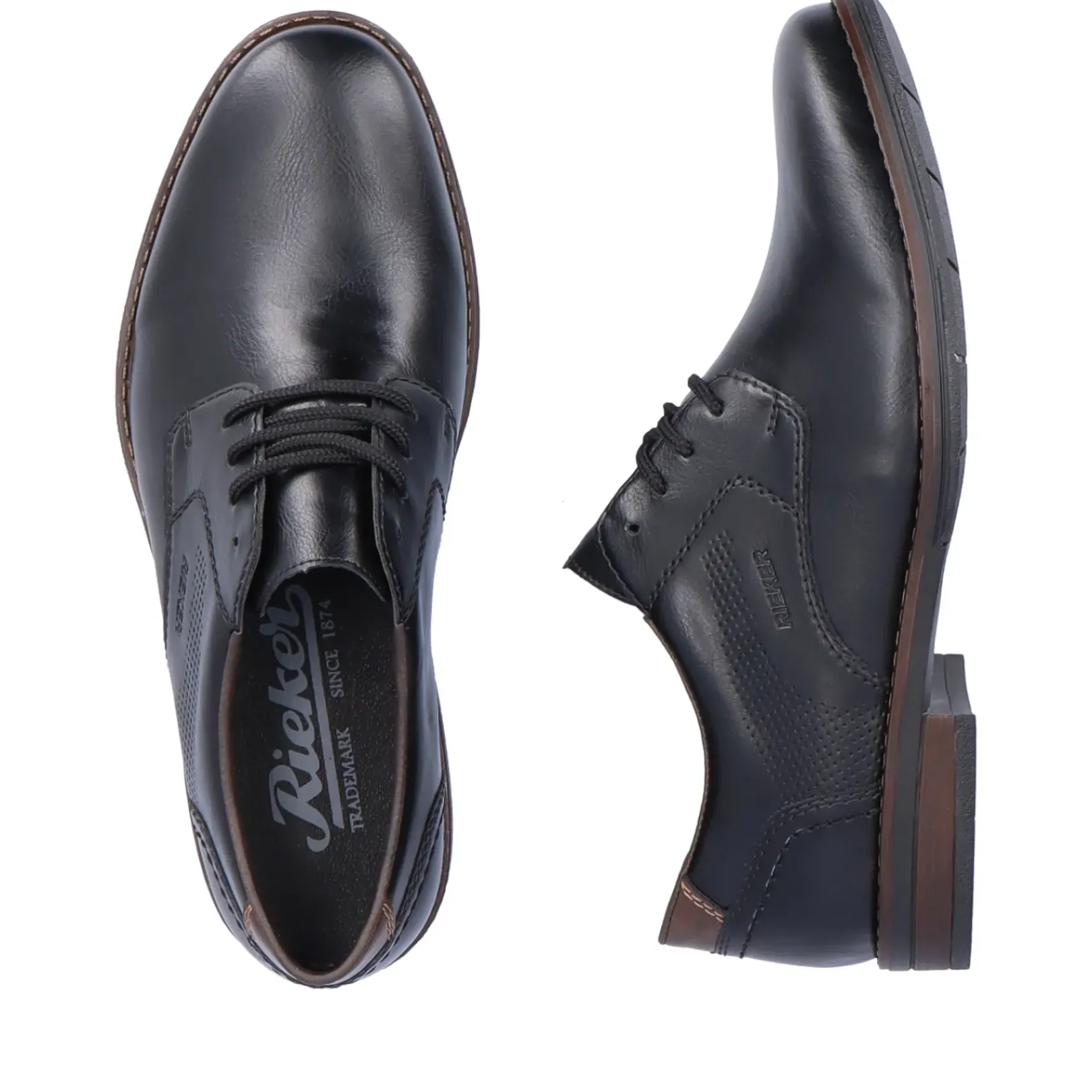 Discount Rieker Meskie Sznurowane Buty W Kolorze Ciemnej Czerni
