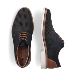 Fashion Rieker Meskie Sznurowane Buty W Kolorze Stalowoniebieskim