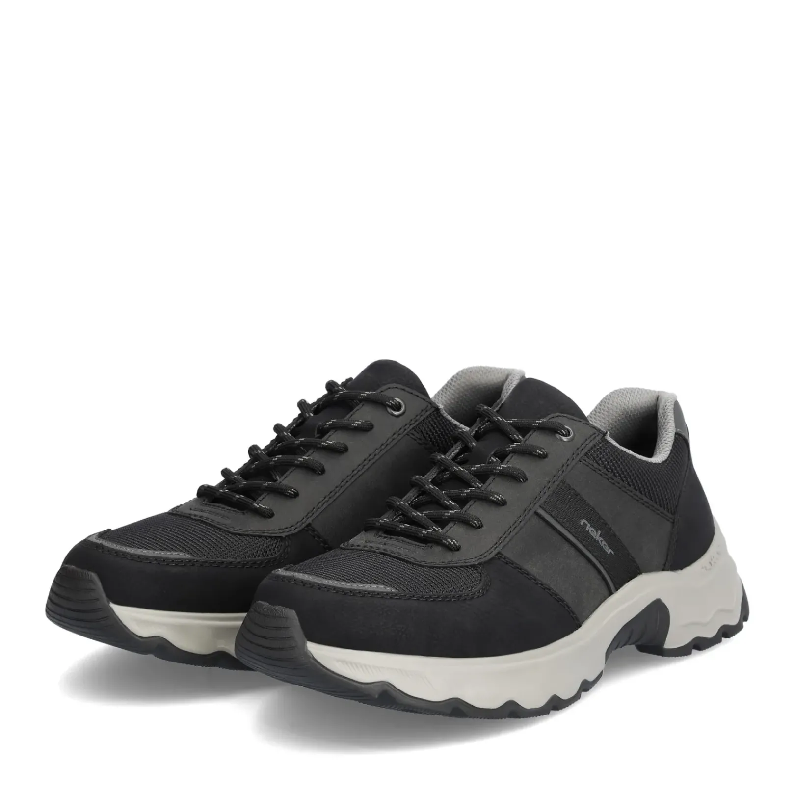 Fashion Rieker Meskie Sznurowane Buty W Kolorze Asfaltowo-Czarnym