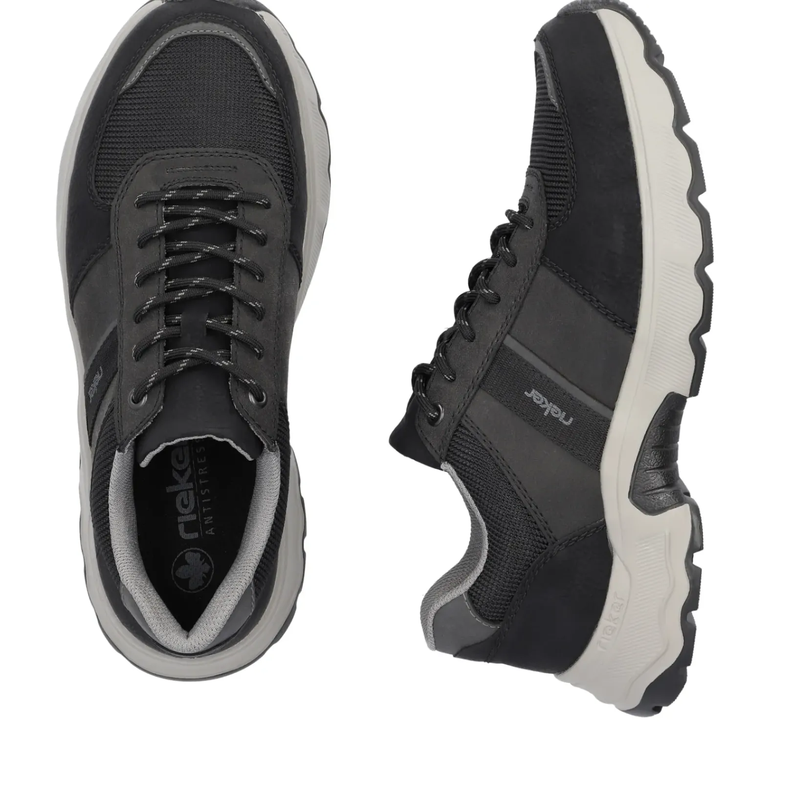 Fashion Rieker Meskie Sznurowane Buty W Kolorze Asfaltowo-Czarnym