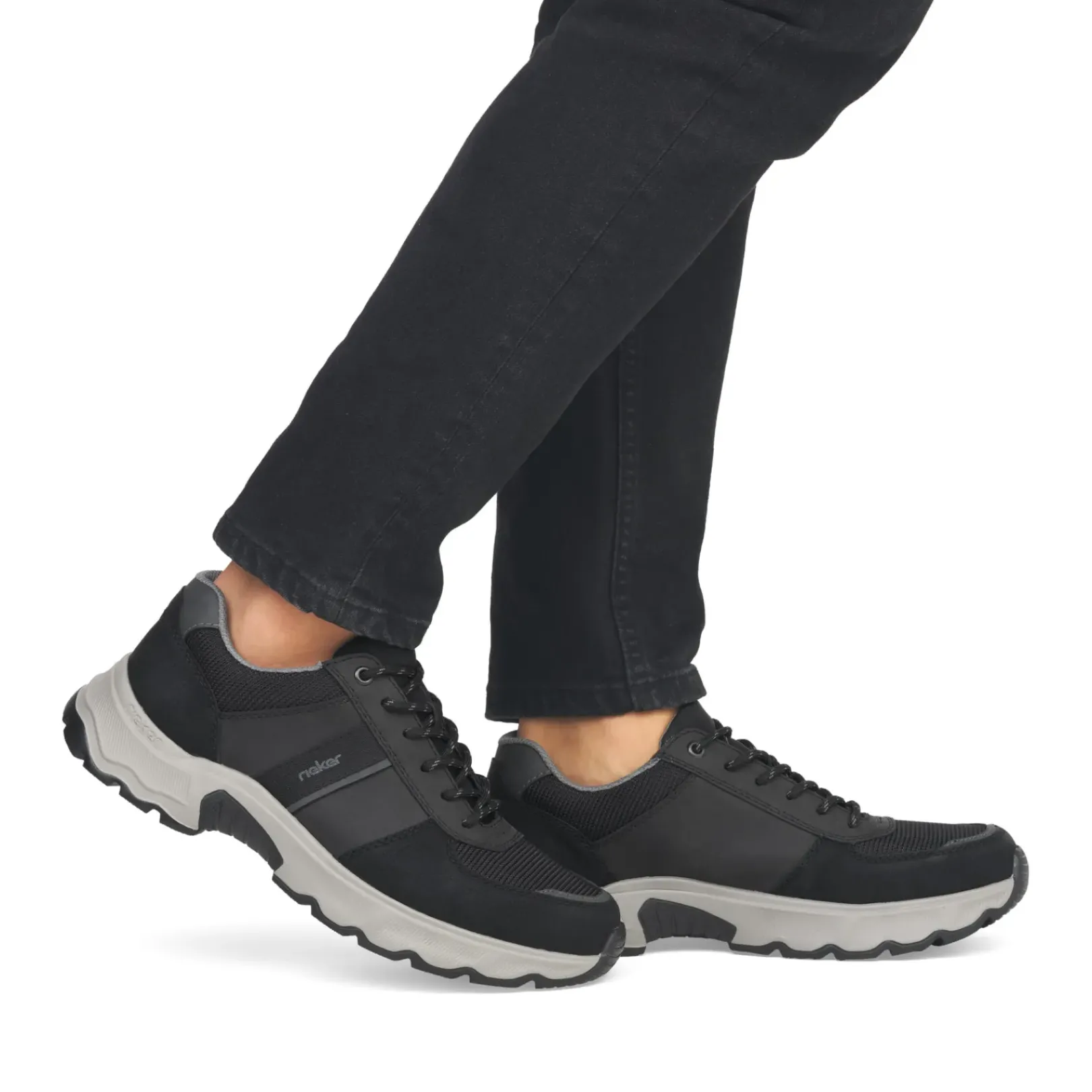 Fashion Rieker Meskie Sznurowane Buty W Kolorze Asfaltowo-Czarnym