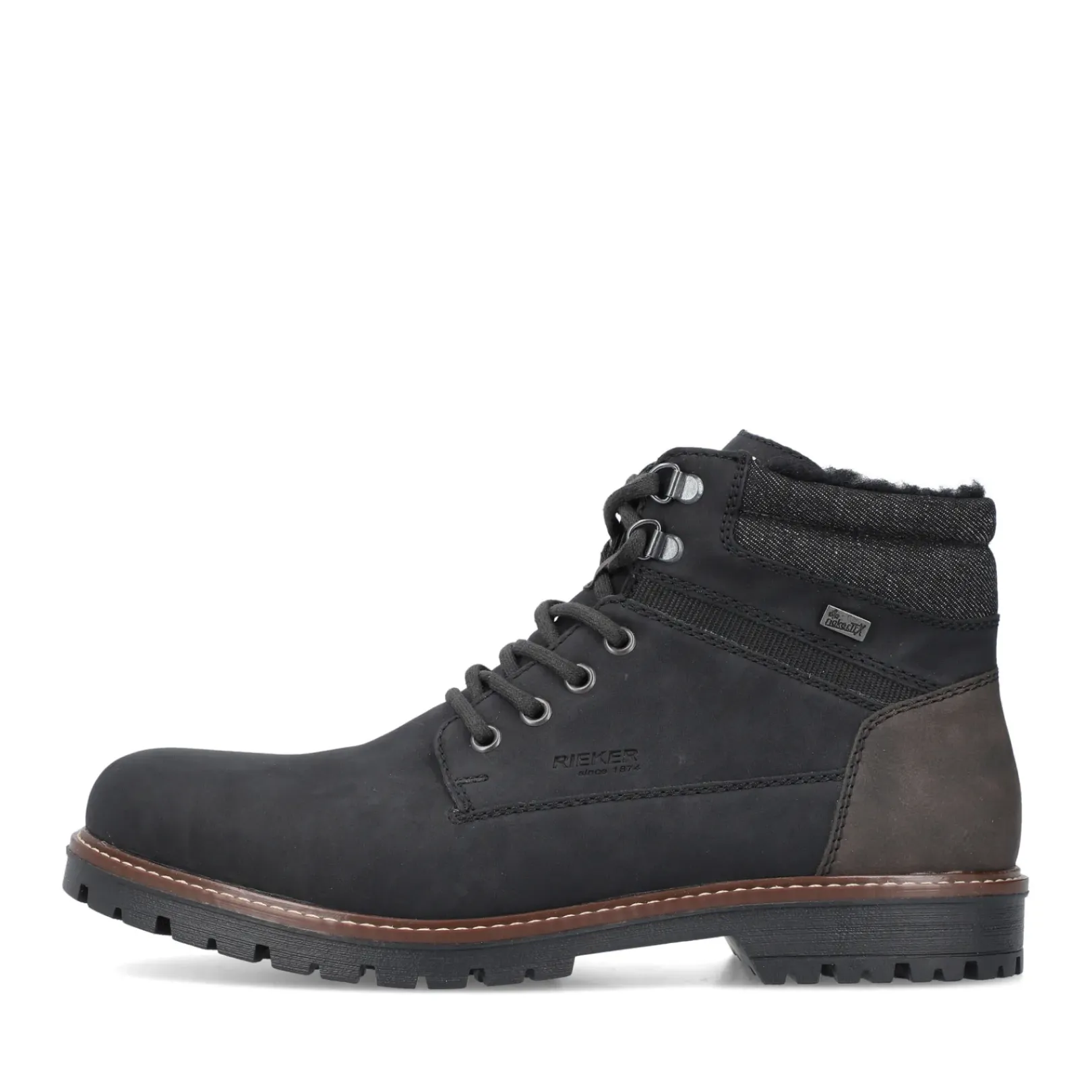 Discount Rieker Meskie Sznurowane Buty , Asfaltowe, Czarne