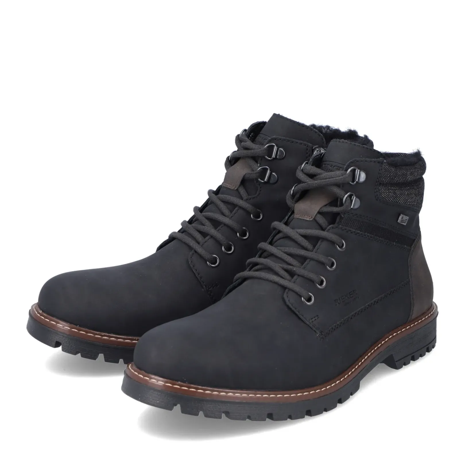 Discount Rieker Meskie Sznurowane Buty , Asfaltowe, Czarne