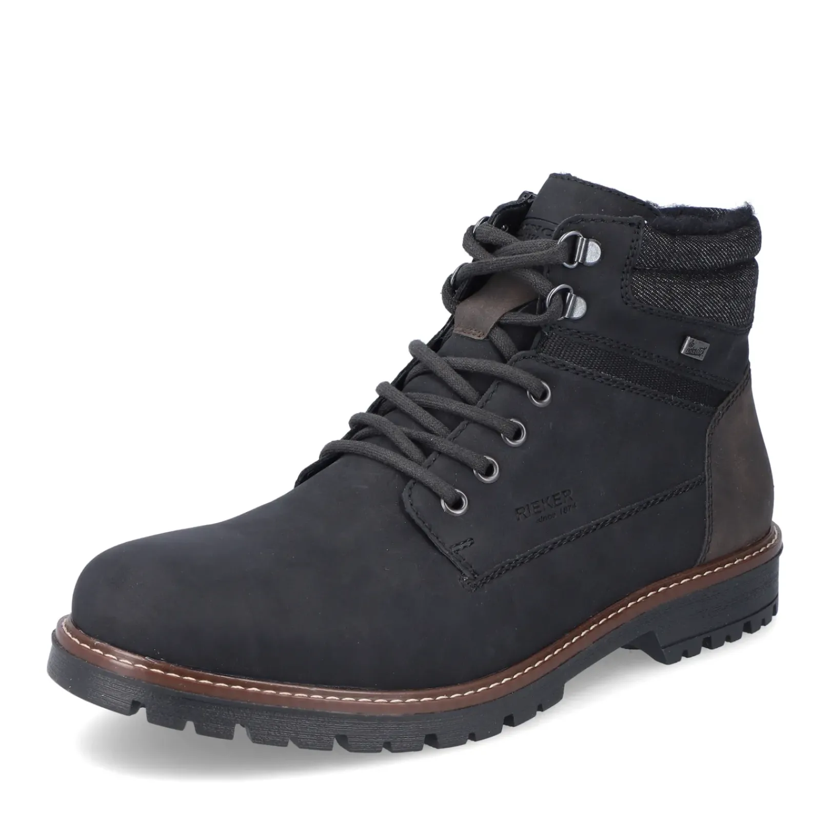 Discount Rieker Meskie Sznurowane Buty , Asfaltowe, Czarne