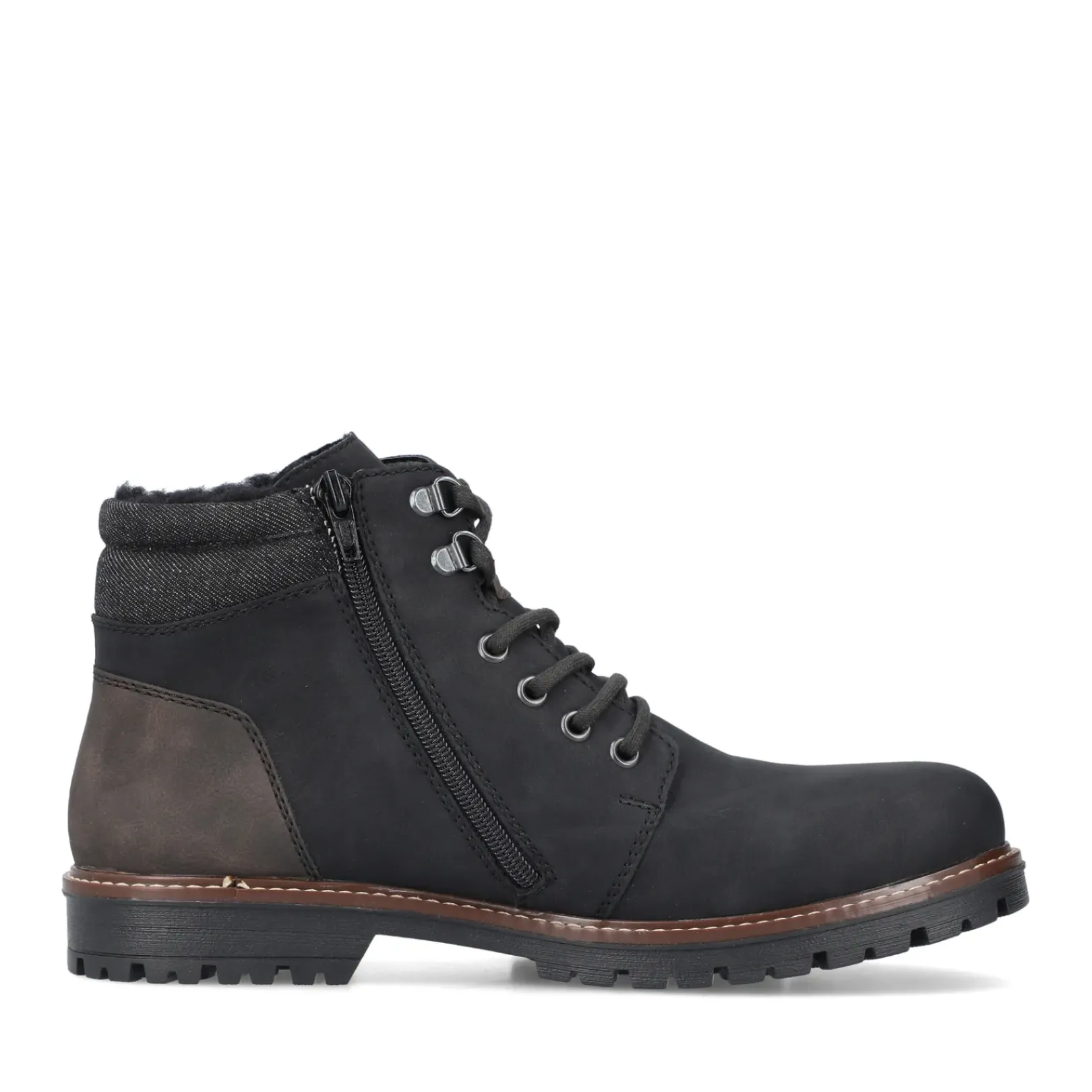 Discount Rieker Meskie Sznurowane Buty , Asfaltowe, Czarne